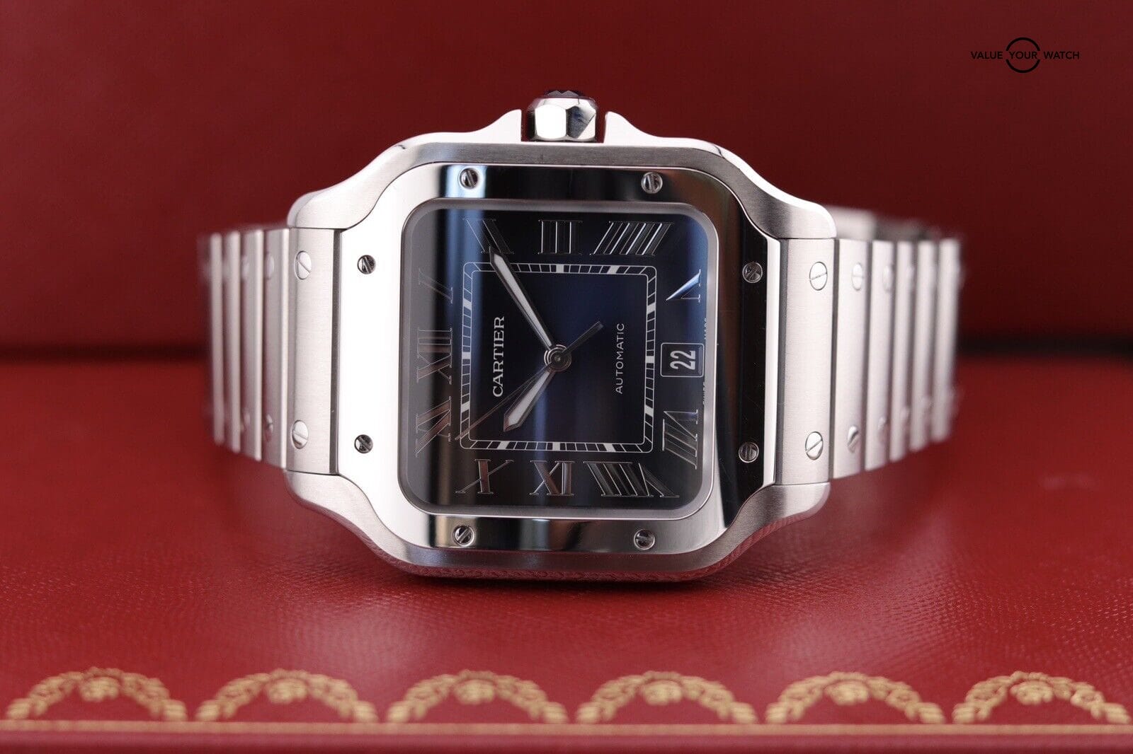 Cartier Santos De Cartier Large Model Auto Steel Mens Bracelet Watch WSSA0030