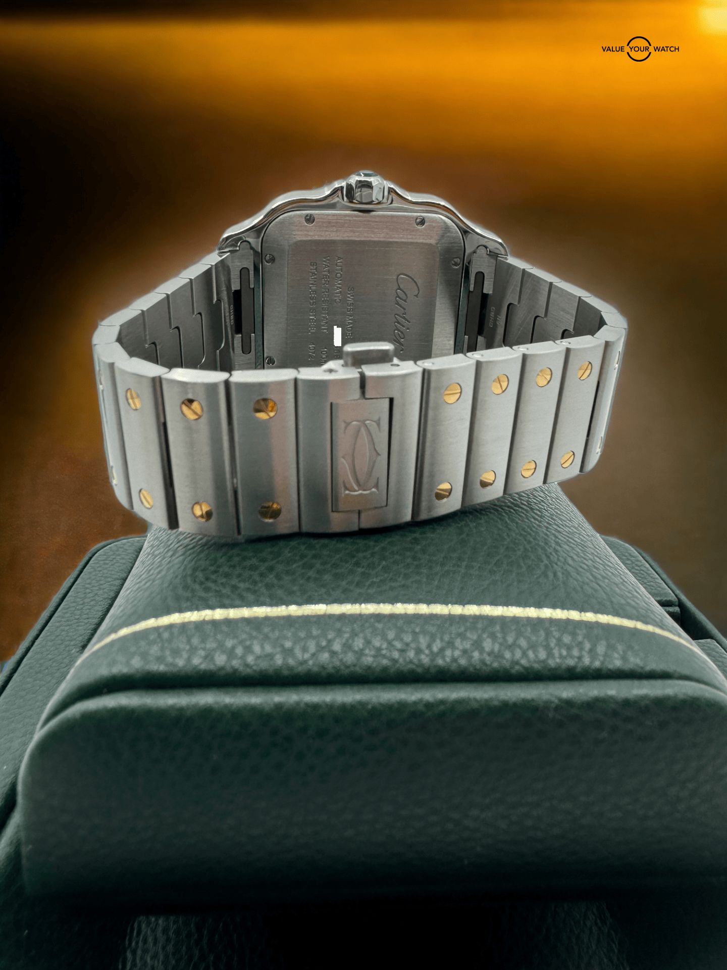 Cartier Santos Large Two Tone Steel & 18K Yellow Gold Automatic White Roman Dial - Image 12