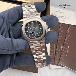 2011 Patek Philippe Blue Dial Steel Moonphase Power Reserve Nautilus 5712 Papers
