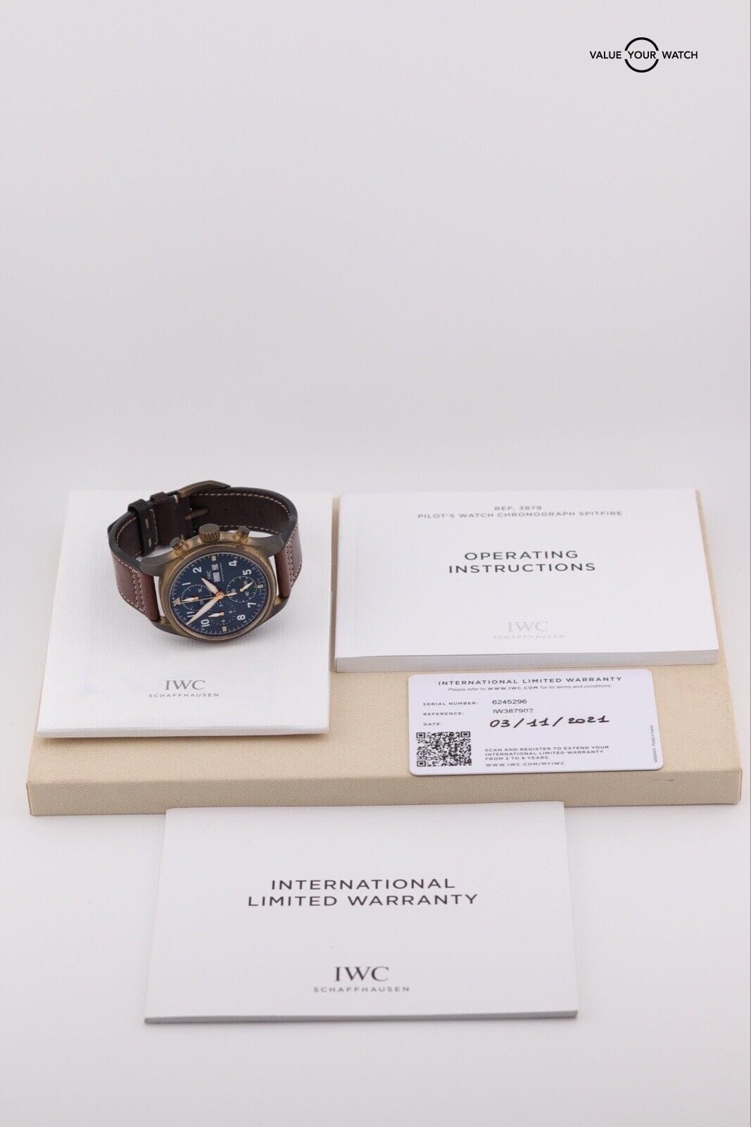 IWC Pilot's Spitfire Chronograph Day Date Watch Green Bronze - IW387902 - Image 6