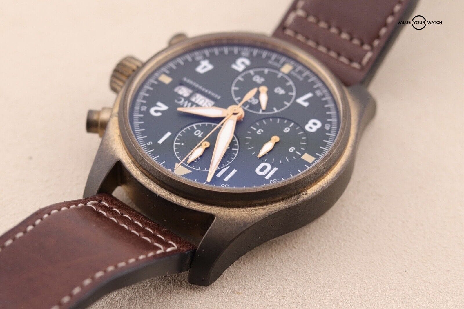 IWC Pilot's Spitfire Chronograph Day Date Watch Green Bronze - IW387902 - Image 7