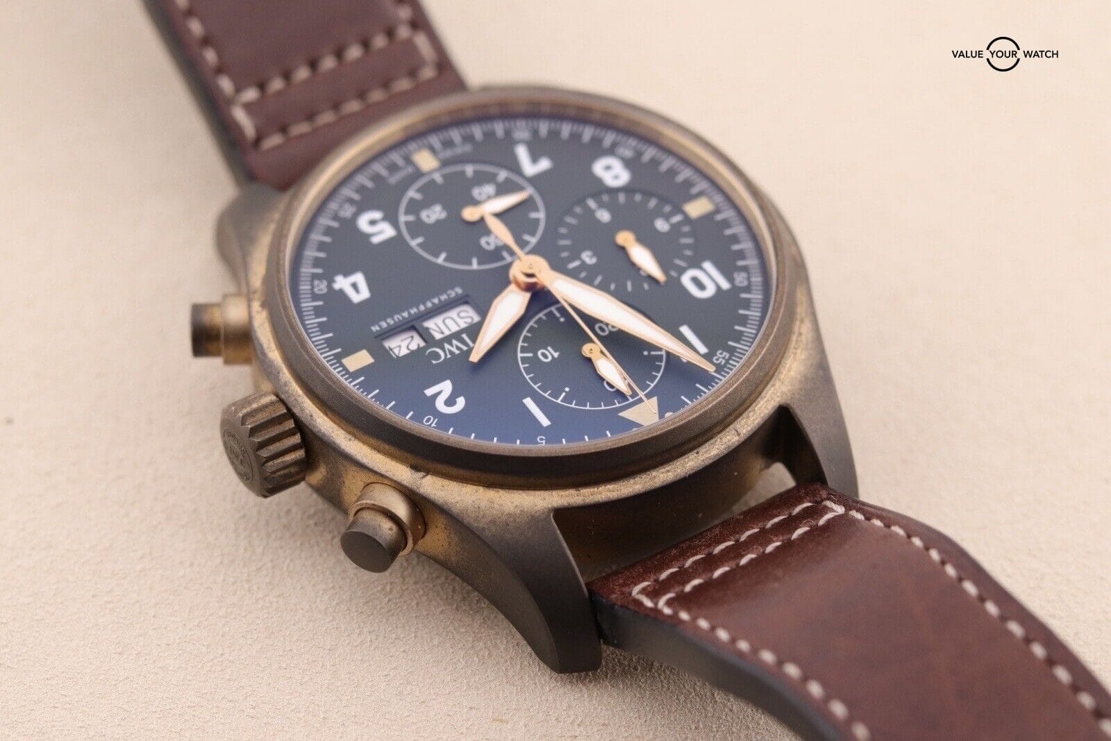 IWC Pilot's Spitfire Chronograph Day Date Watch Green Bronze - IW387902 - Image 8