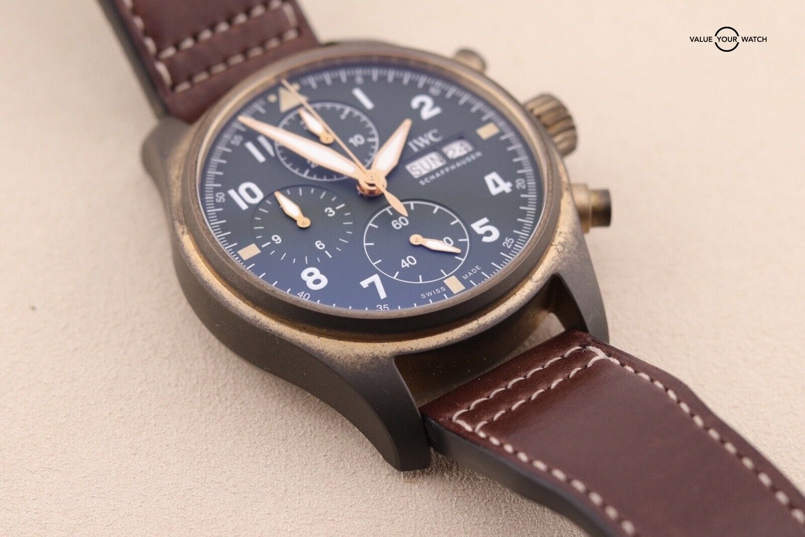 IWC Pilot's Spitfire Chronograph Day Date Watch Green Bronze - IW387902 - Image 10
