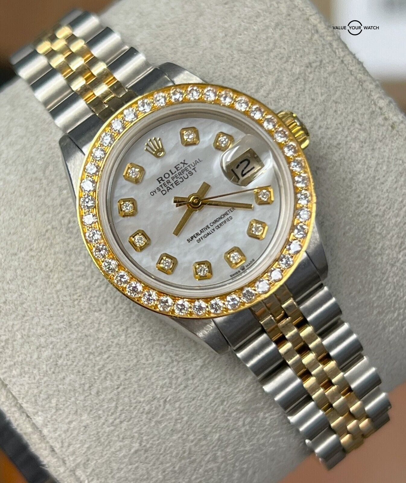 Rolex Ladies Oyster Perpetual 6916 DIAMONDS Two Tone Yellow Gold & SS! - Image 5