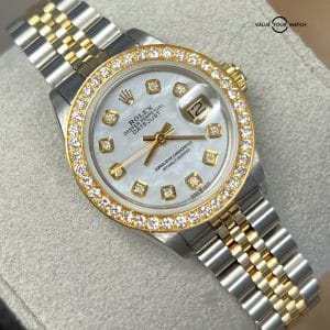 Rolex Ladies Oyster Perpetual 6916 DIAMONDS Two Tone Yellow Gold & SS!