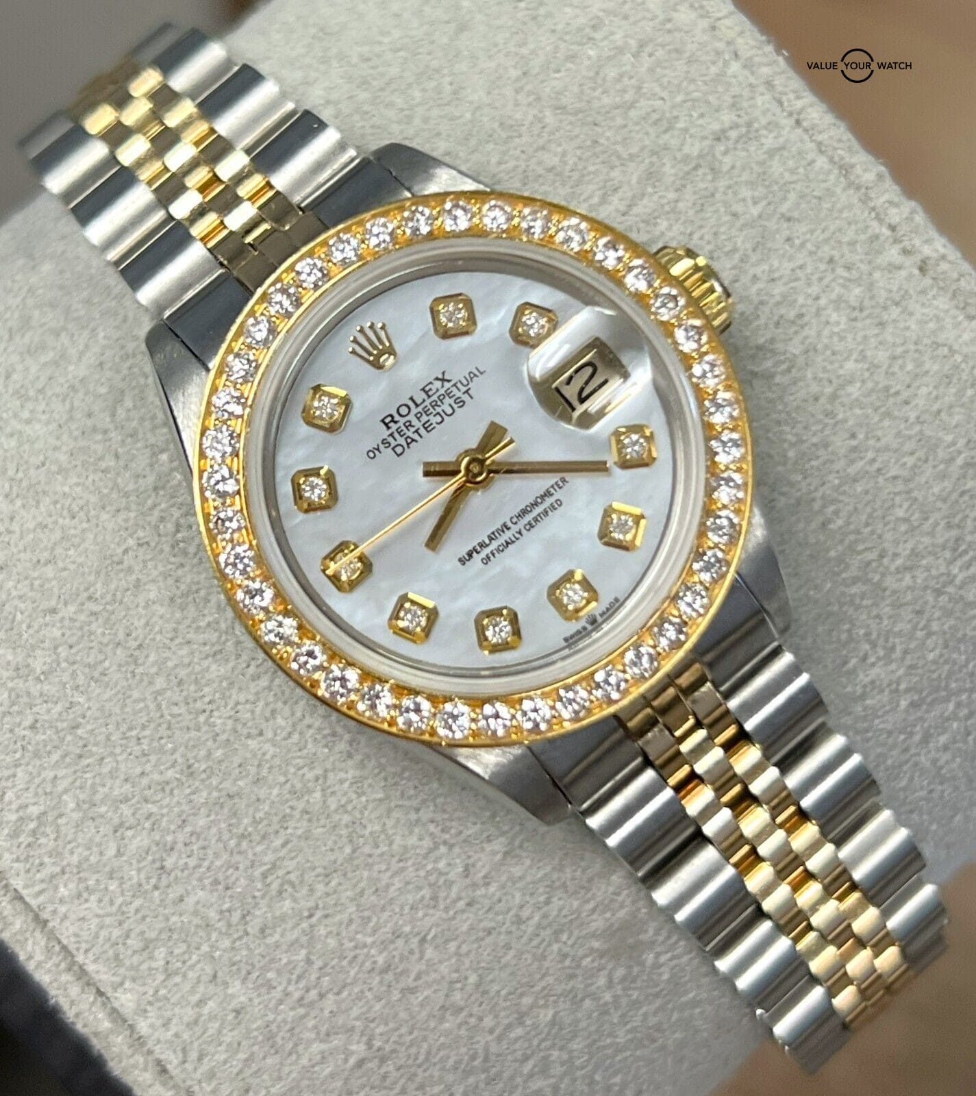 Rolex Ladies Oyster Perpetual 6916 DIAMONDS Two Tone Yellow Gold & SS!