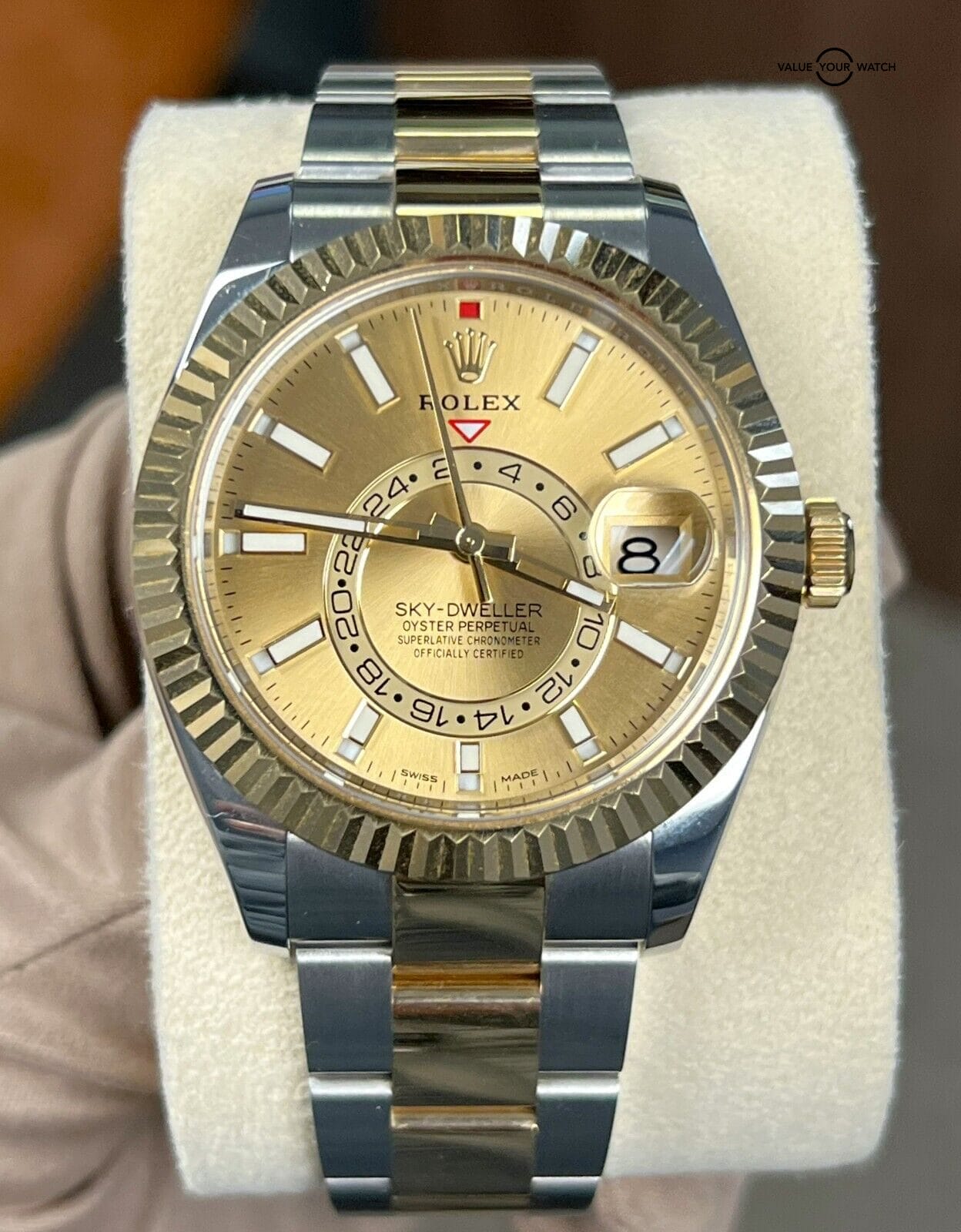 ROLEX 自動巻き 腕時計 シルバー/ゴールド Rolex Sky-Dweller 326933 Champagne Dial 42mm 18K Yellow Gold