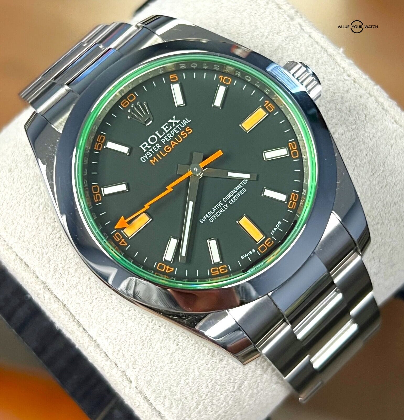 Rolex Milgauss 116400GV Black Dial Green Crystal 40mm Stainless Steel BOXES/CARD - Image 3