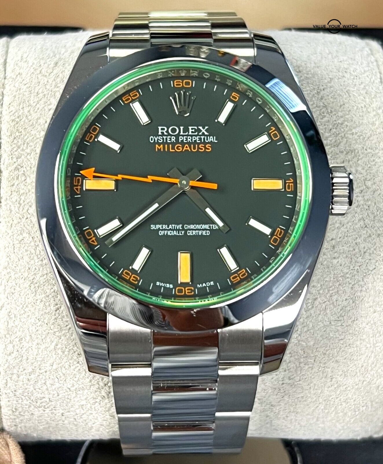 Rolex Milgauss 116400GV Black Dial Green Crystal 40mm Stainless Steel BOXES/CARD - Image 4