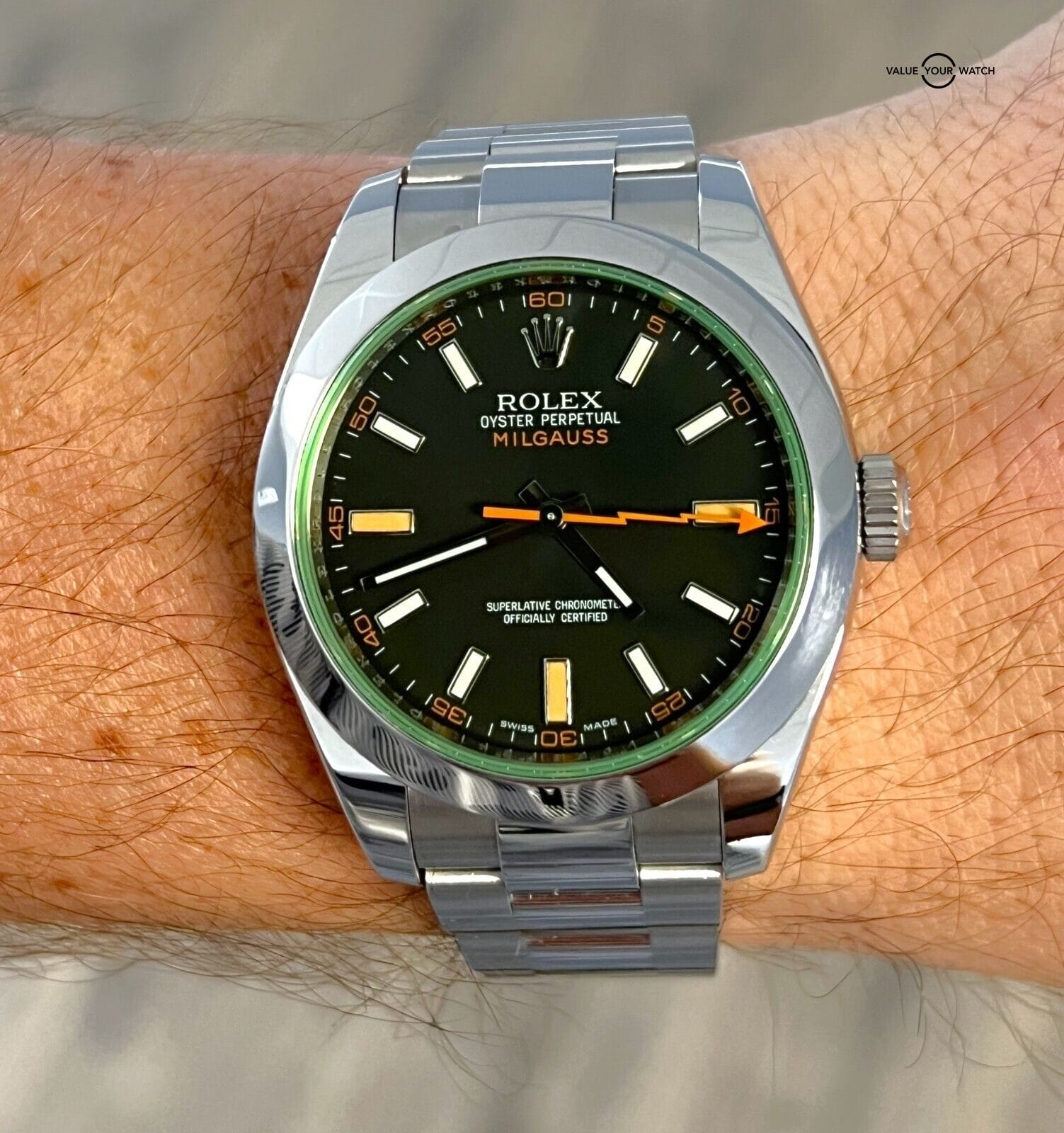 Rolex Milgauss 116400GV Black Dial Green Crystal 40mm Stainless Steel BOXES/CARD - Image 11