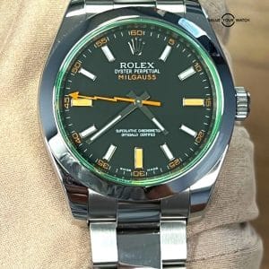 Rolex Milgauss 116400GV Black Dial Green Crystal 40mm Stainless Steel BOXES/CARD