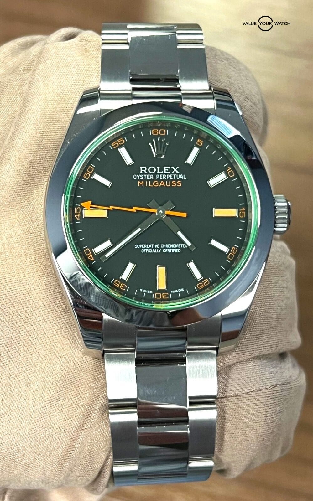 Rolex Milgauss 116400GV Black Dial Green Crystal 40mm Stainless