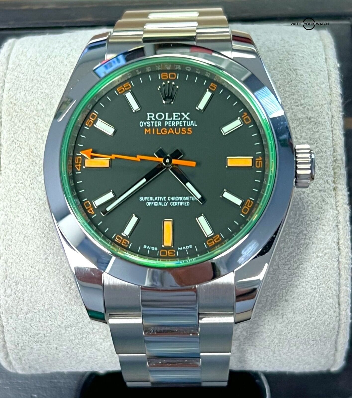 Rolex Milgauss 116400GV Black Dial Green Crystal 40mm Stainless Steel BOXES/CARD - Image 13