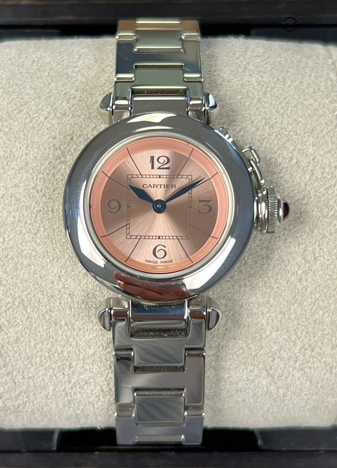 Cartier Miss Pasha 27mm Steel Pink Dial Ladies Watch W3140008 with Papers! - Image 5