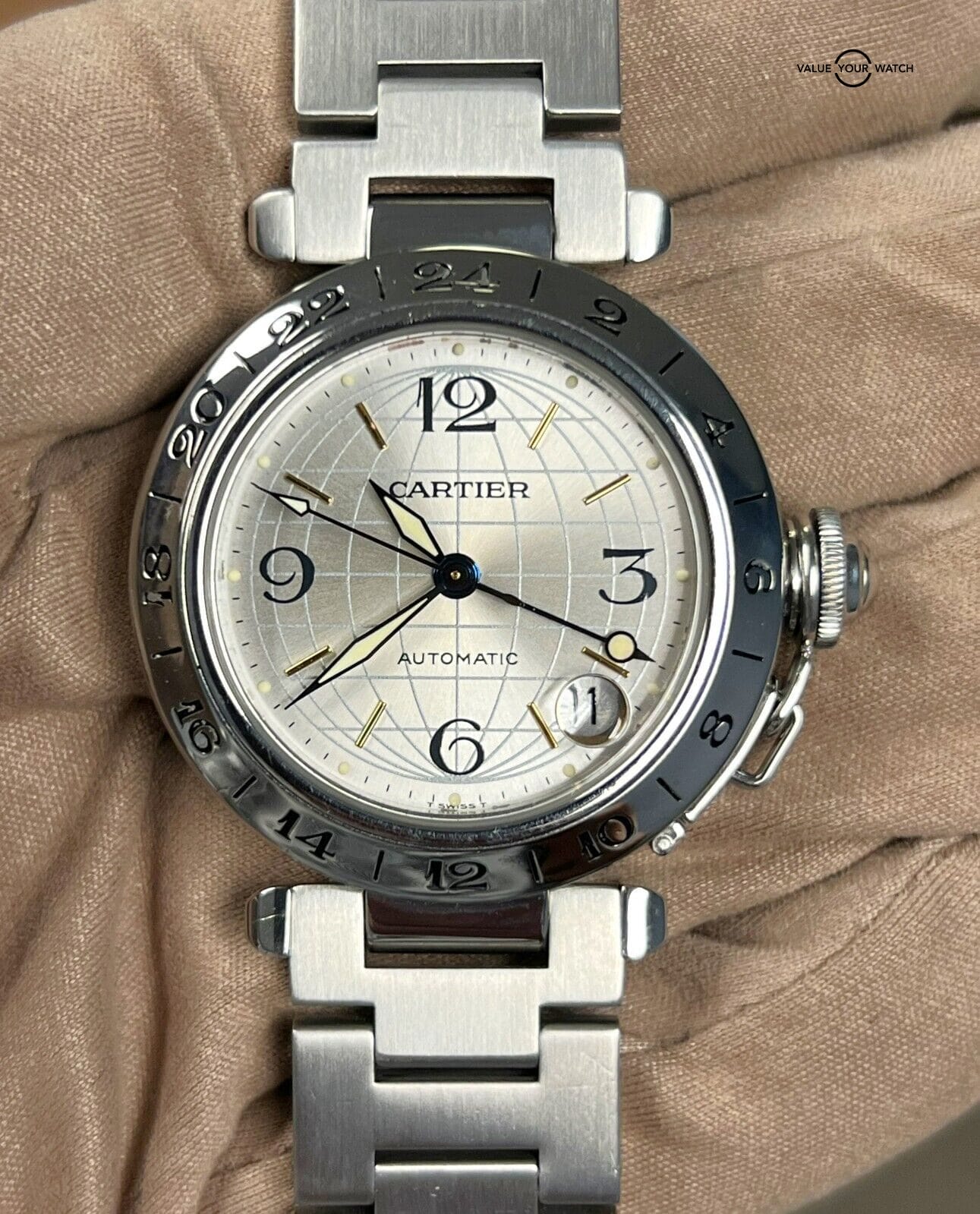 Cartier Pasha C GMT Silver Dial GMT 36mm Automatic W31029M7! - Image 2