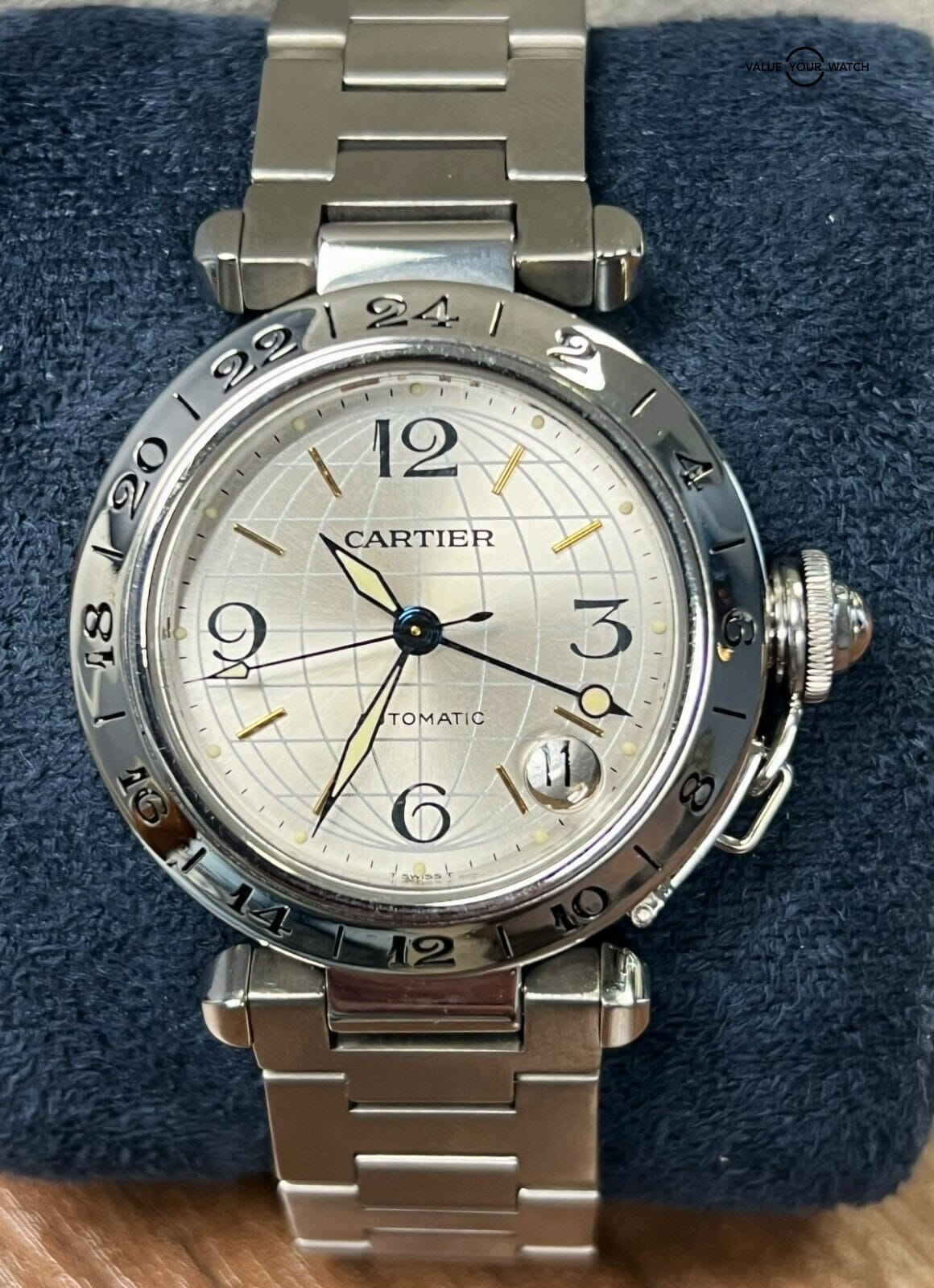 Cartier Pasha C GMT Silver Dial GMT 36mm Automatic W31029M7! - Image 3