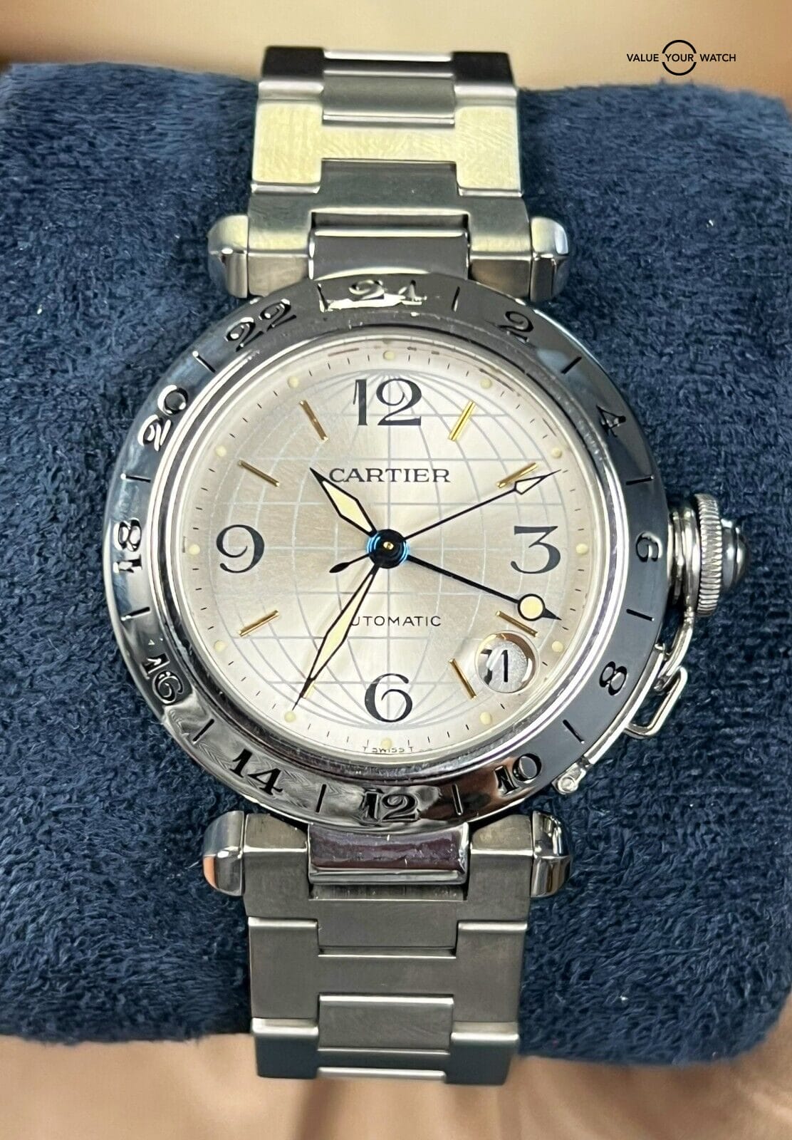 Cartier Pasha C GMT Silver Dial GMT 36mm Automatic W31029M7! - Image 5