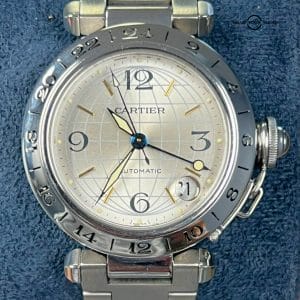 Cartier Pasha C GMT Silver Dial GMT 36mm Automatic W31029M7!