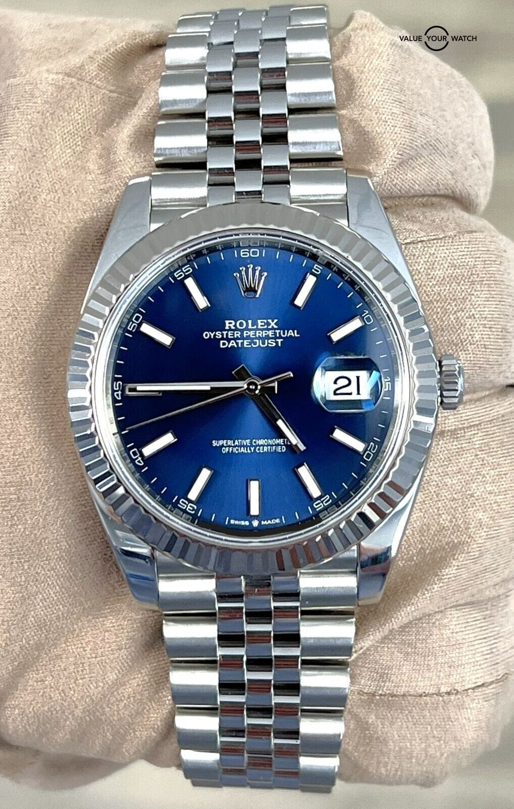 Rolex Datejust 41 Blue Dial Jubilee Stainless Steel White Gold 126334 B&P! - Image 8