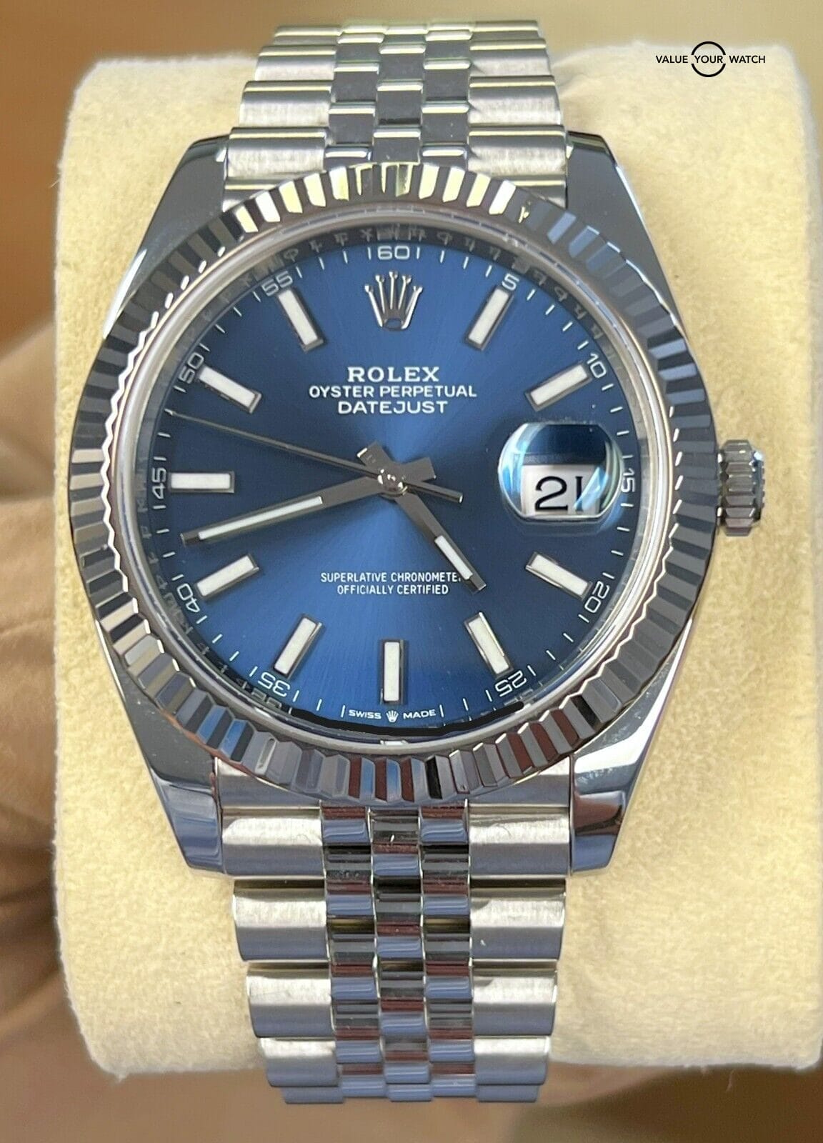 Rolex Datejust 41 Blue Dial Jubilee Stainless Steel White Gold 126334 B&P! - Image 9