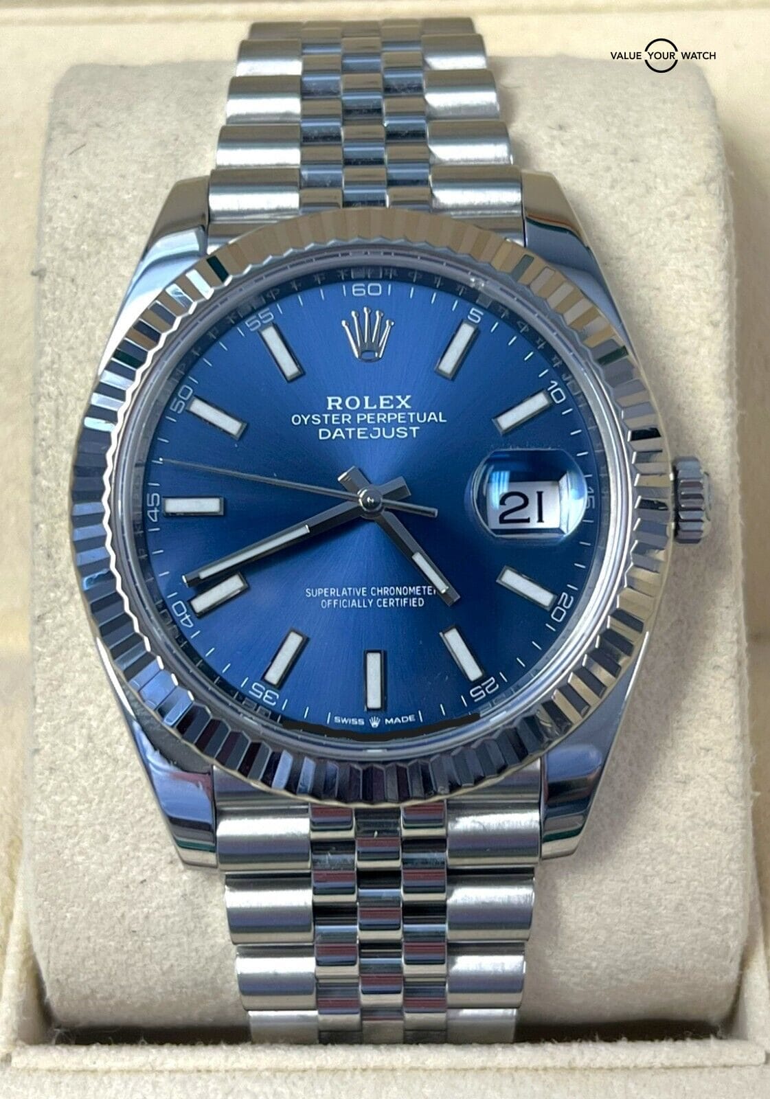 Rolex Datejust 41 Blue Dial Jubilee Stainless Steel White Gold 126334 B&P! - Image 10
