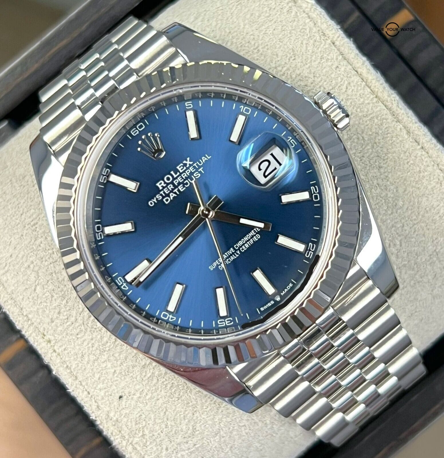 Rolex Datejust 41 Blue Dial Jubilee Stainless Steel White Gold 126334 B&P! - Image 12