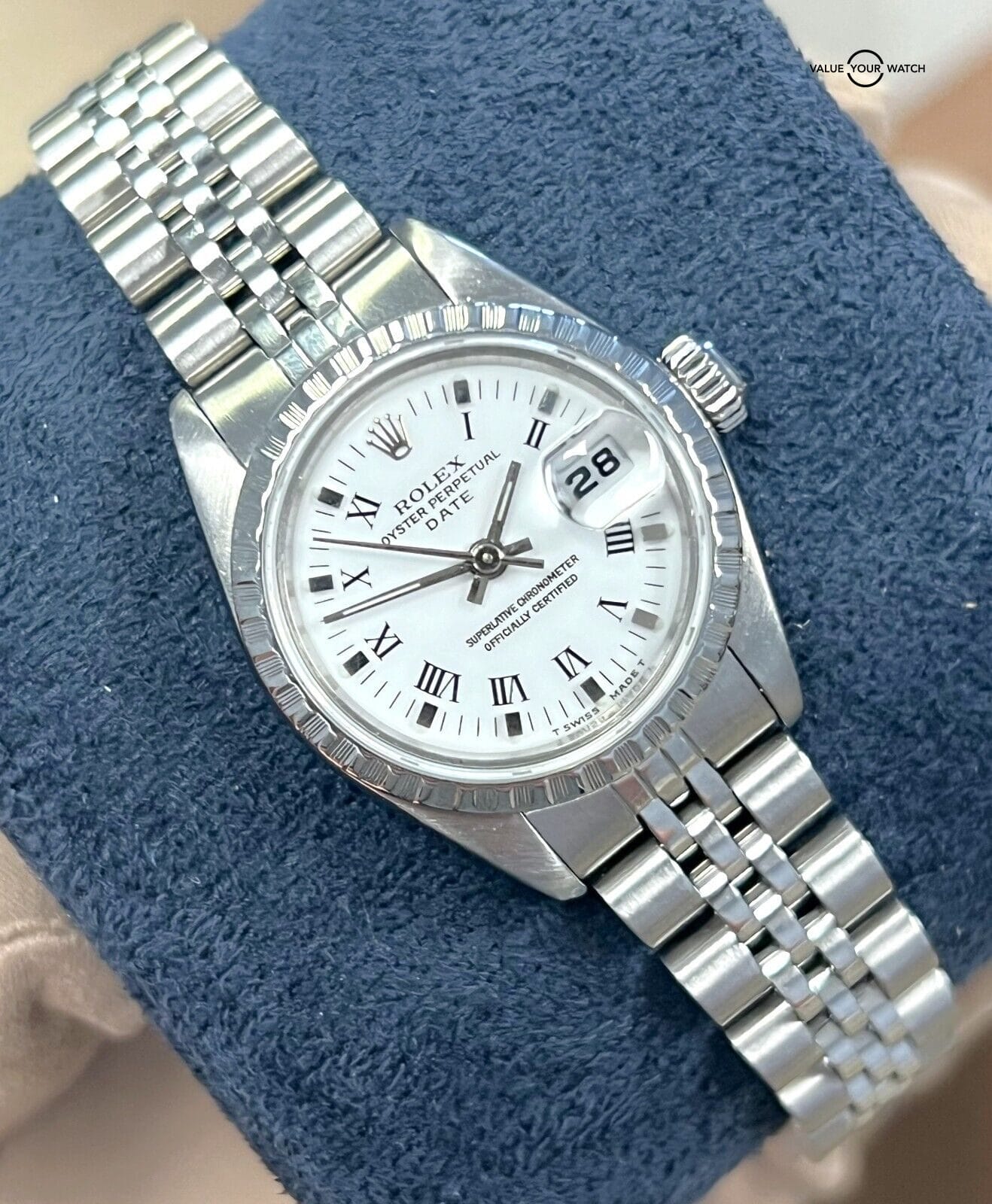 Rolex Date Ladies 69240 Jubilee Stainless Steel White Dial 26mm!