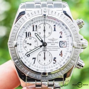 Breitling Chronomat Evolution 43 mm White Numeral Dial Boxes Papers A13356