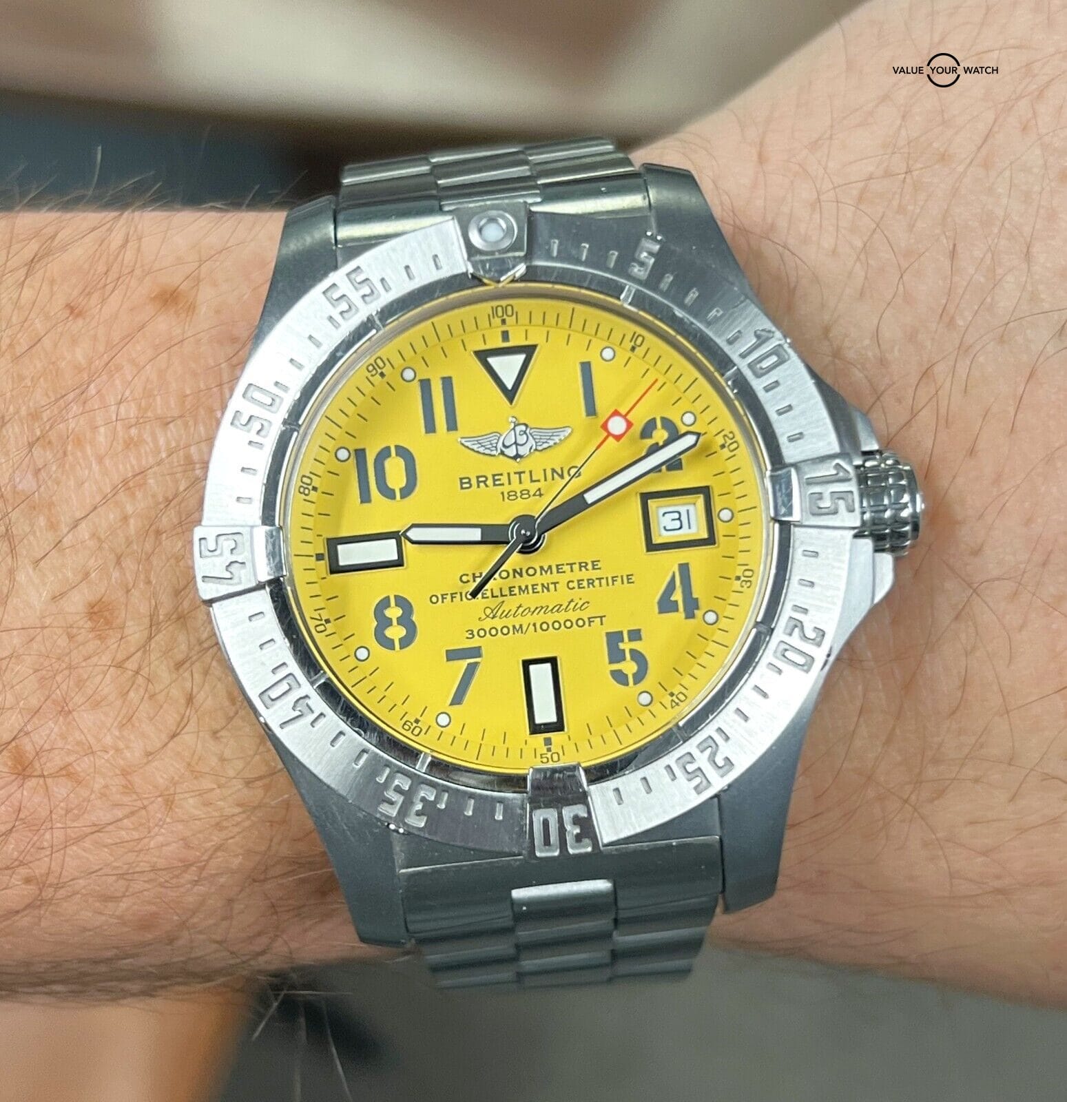 Breitling Avenger Seawolf A17330 Yellow Dial 3000M BOXES/PAPERS ...