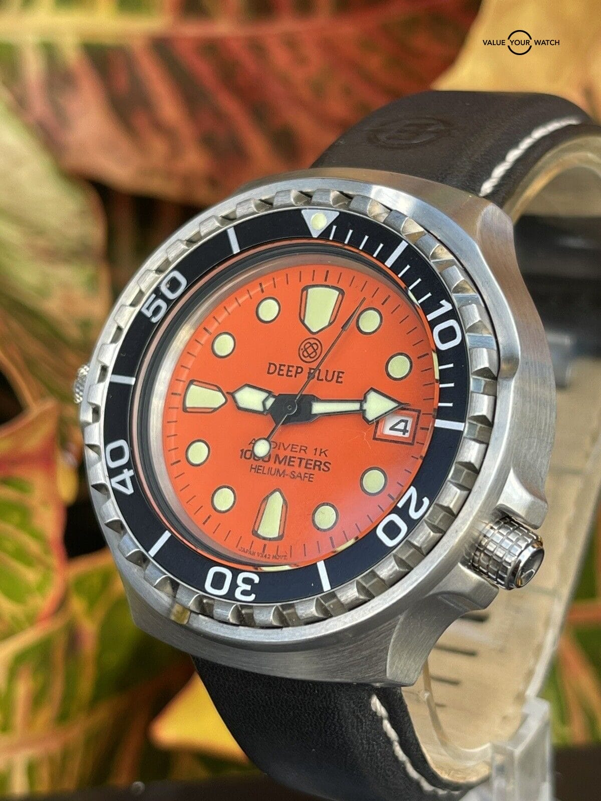Deep Blue AP Diver 1k 1000m Orange Dial Stainless Steel Watch