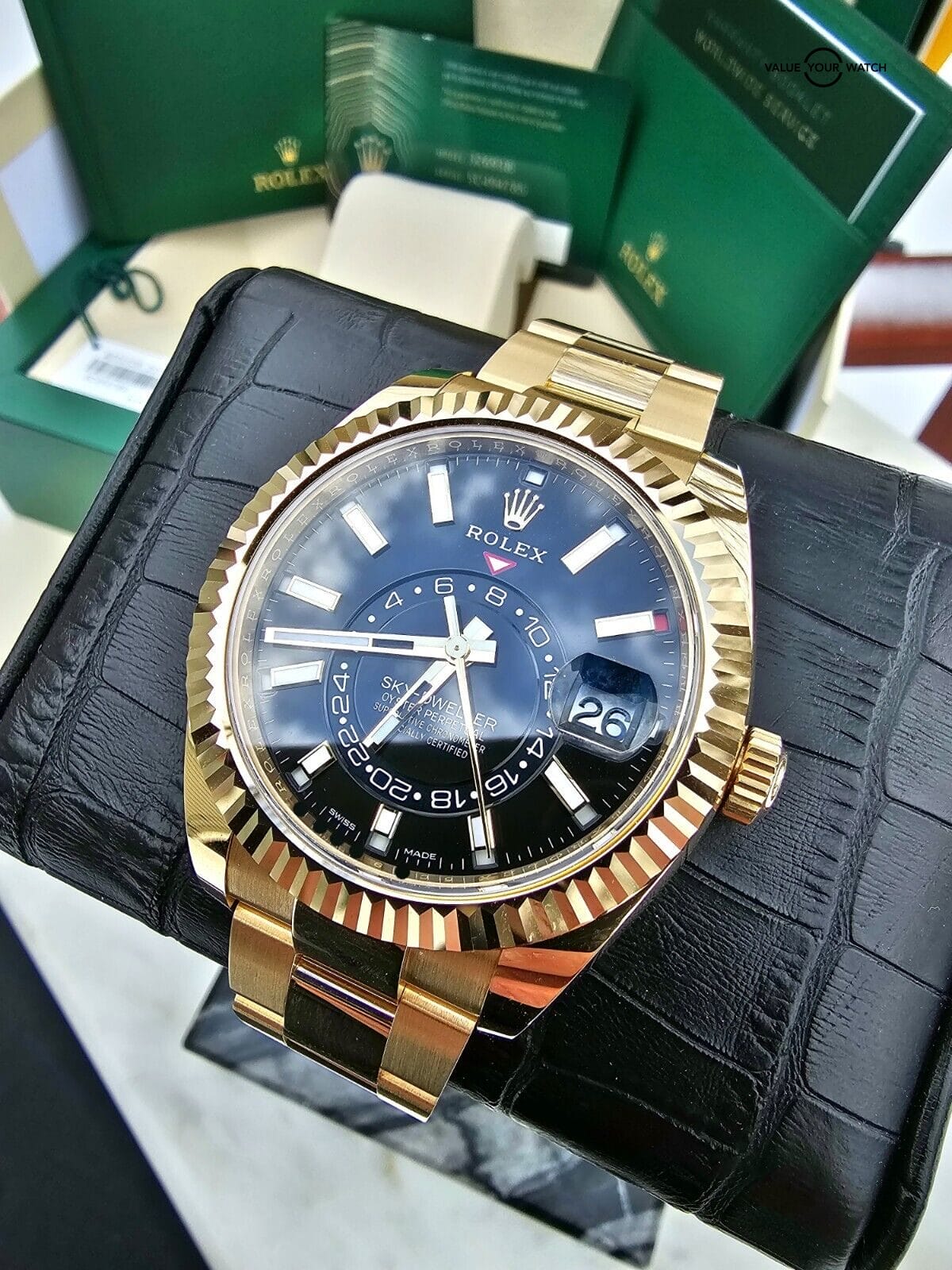 ROLEX SKY-DWELLER 326938 18K Gold Oyster Braclet, Back Dial-Complete Set - Image 7