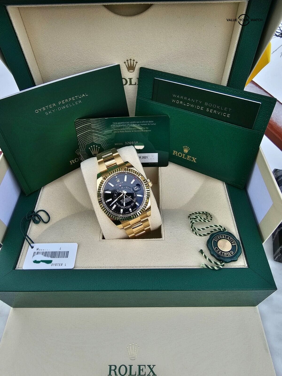 ROLEX SKY-DWELLER 326938 18K Gold Oyster Braclet, Back Dial-Complete Set - Image 15