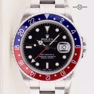 2002 Rolex GMT-Master II 16710 Silver Oyster Bracelet with Red and Blue Bezel