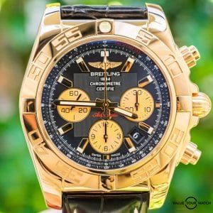 Breitling Chronomat 44 Rose Gold RARE Complete $29K MSRP Box Papers Croco HB0110
