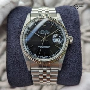Rolex Datejust 36mm 16014 Black 18k Fluted Bezel B+P