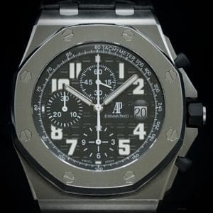 Royal Oak Offshore “Black Themes” Ref. 26170ST, Complete Set with Two Extra Straps.