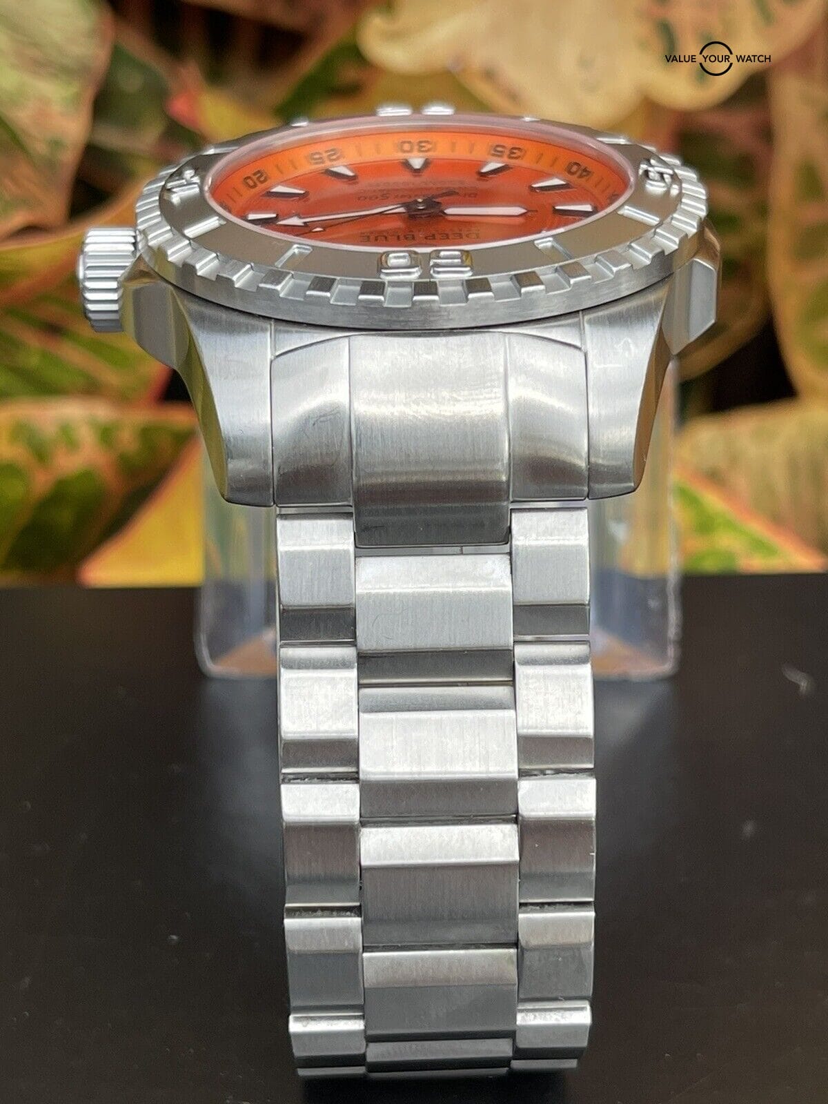 Deep Blue Precision Diver Dive Master 500 Orange Dial Watch