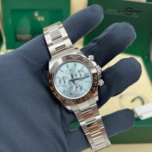 2021 Unpolished Rolex Baguette Ice Blue Diamond Dial Platinum Ceramic Daytona