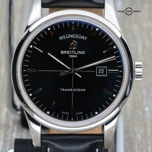 Breitling Transocean Day-Date 43 Steel Mens Dress Watch