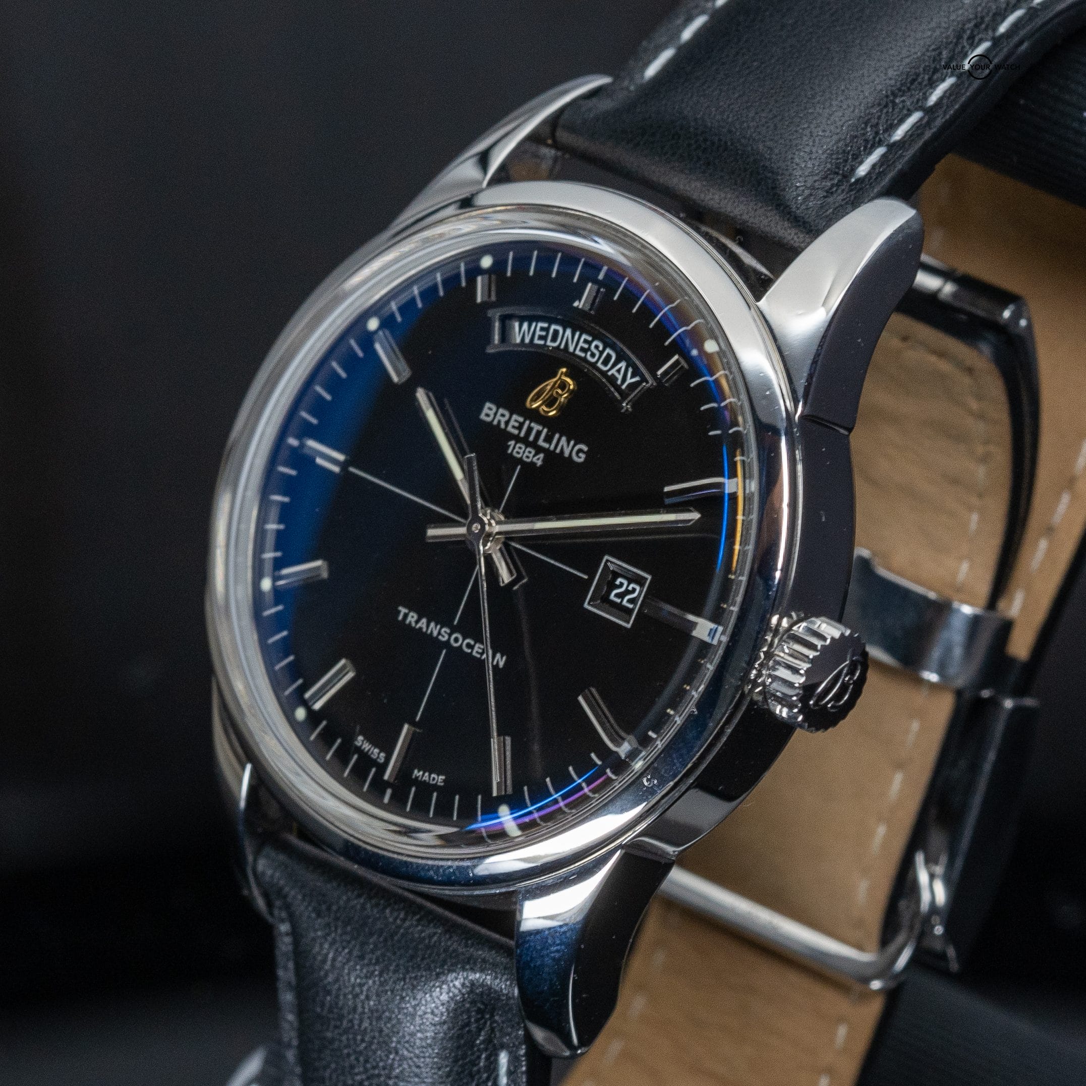 Breitling Transocean Day-Date 43 Steel Mens Dress Watch - Image 3