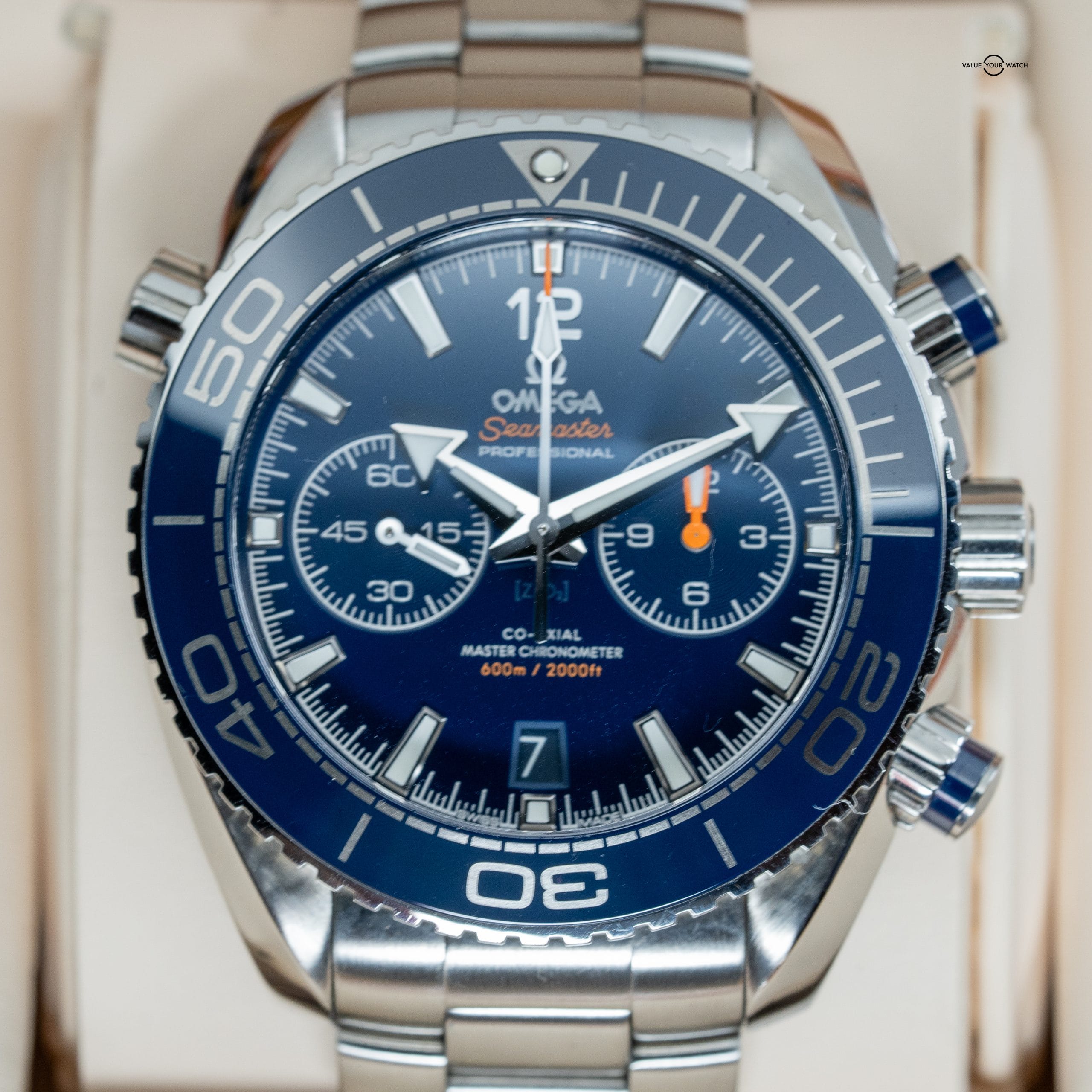 OMEGA Seamaster Planet Ocean Chronograph 600M 45.5mm Automatic Chronometer Steel Blue Dial - Image 11