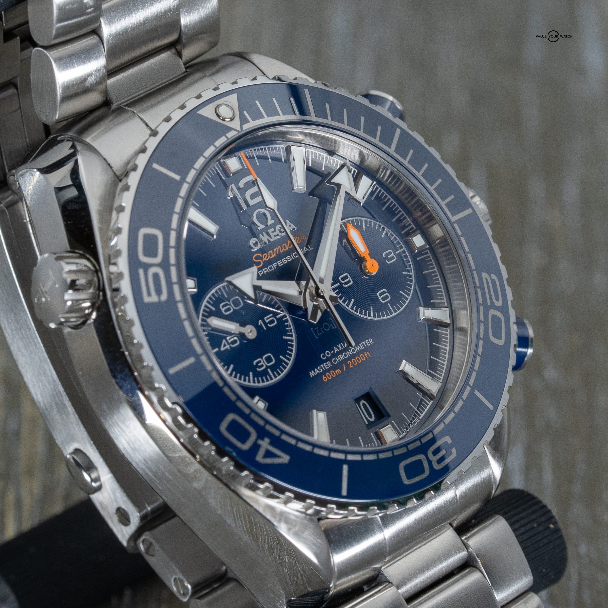 OMEGA Seamaster Planet Ocean Chronograph 600M 45.5mm Automatic Chronometer Steel Blue Dial