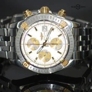Breitling Chronomat Evolution 18kt Gold & Steel white Dial 44MM Automatic B13356