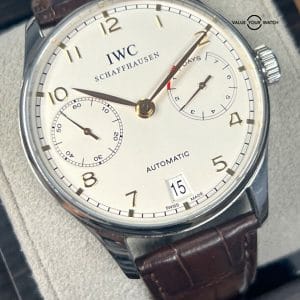 IWC Portuguese Automatic 7 Day Reserve Silver Dial IW5001-14!