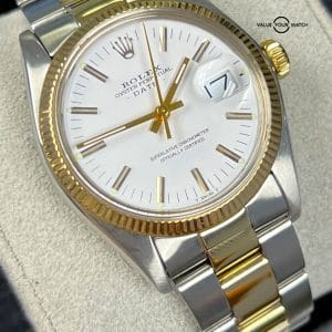 Rolex Oyster Perpetual Date 1500 White Dial Two Tone 34mm!