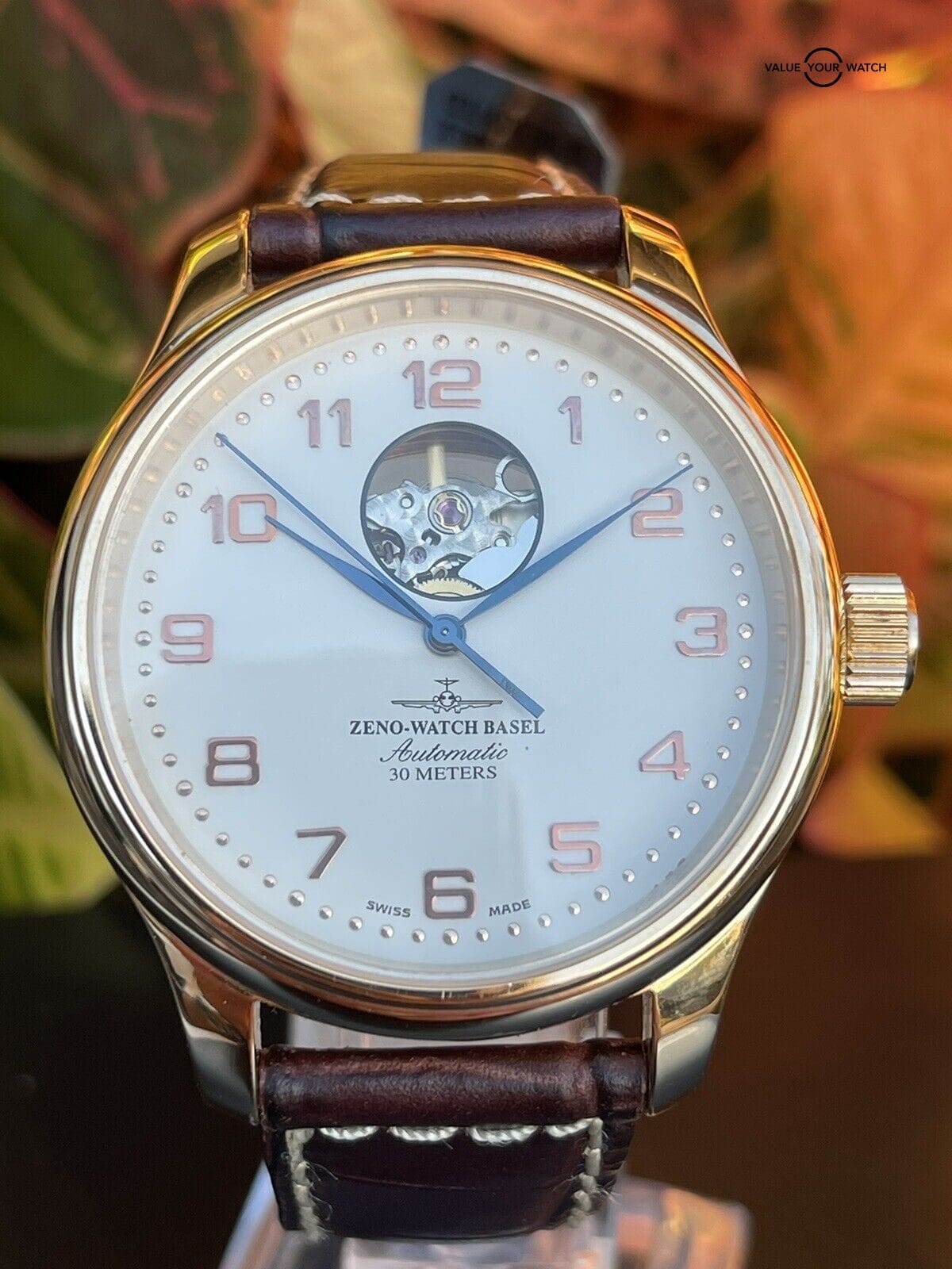 Auth. Zeno-Watch Basel Open Heart 9564 Swiss Made ETA 2824 Watch Automatic Runs