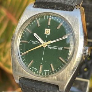 Vintage Certina Argonaut 280 Green Dial Watch Manual Wind 17 Jewels Cal. 25-66