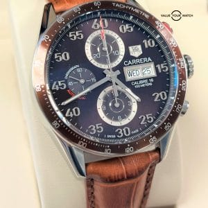 TAG Heuer Carrera Calibre 16 CV2A12 Calibre 16 Day Date Chronograph Brown Dial!