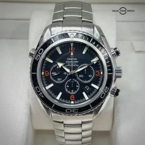 Omega Seamaster Planet Ocean Chronograph black dial box and papers
