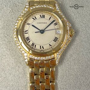 Cartier Cougar 18K Yellow Gold Factory Diamonds 26mm WF8002B9!